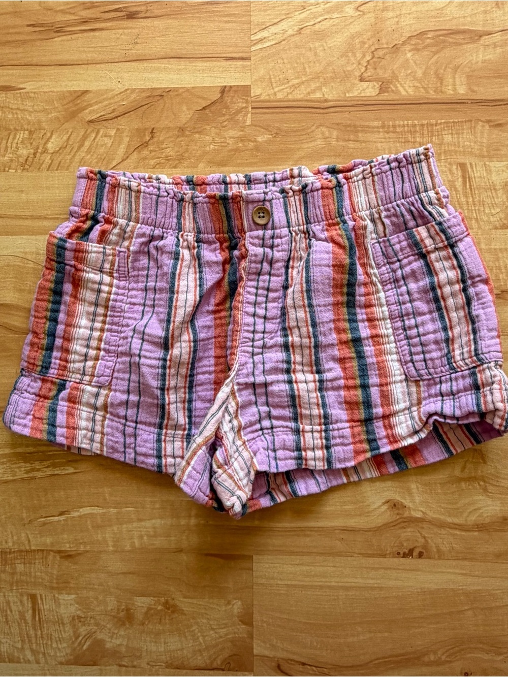 Old Navy Pink Striped Girls' Shorts with Multicolor Accents
